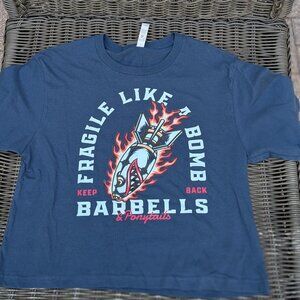 Barbells And Ponytails Crop "Like A Bomb" Short Sleeve Tee T-Shirt Sz M